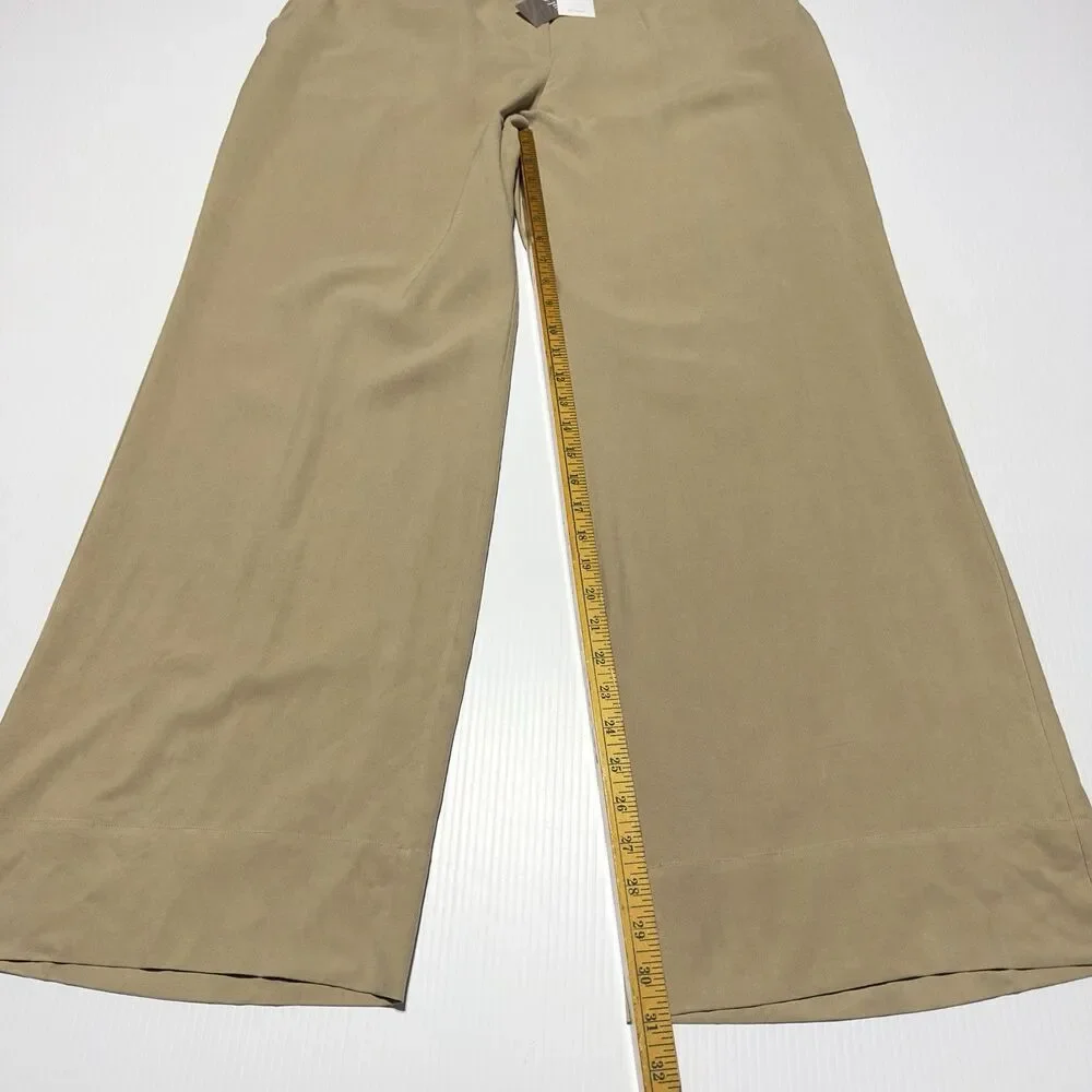 J. Jill Wide Leg 100% Silk Pants Size L Large Tan Khaki NWT - Picture 9 of 11